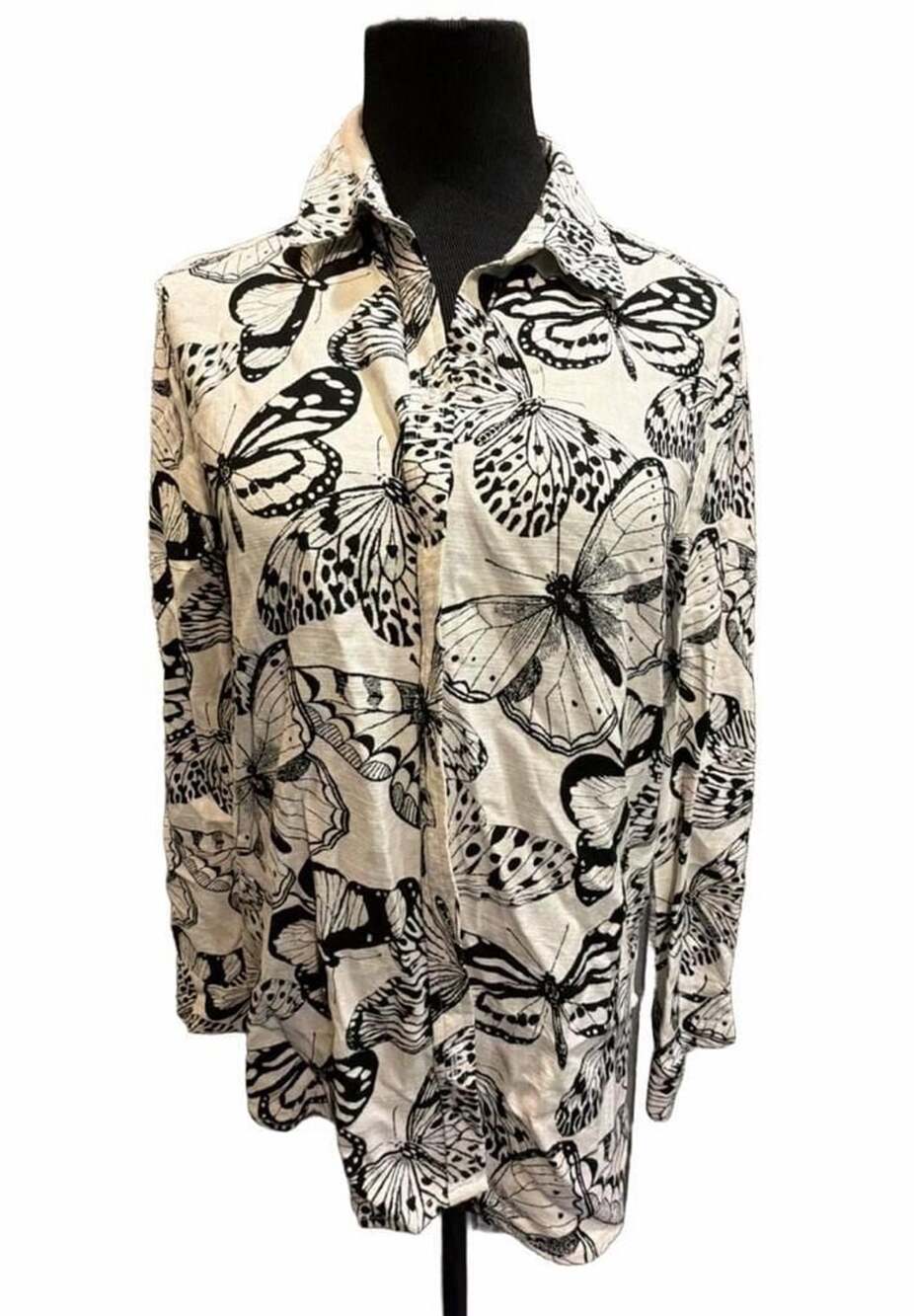 859 Jane & Delancey Butterfly Print Button Down Shirt Size M